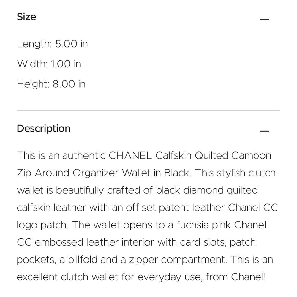 Authentic 👛 CHANEL Calfskin Quilted Cambon Zip Around Organizer Wallet in Black. - Picture 16 of 16